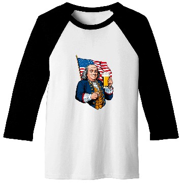 Discover Beer Fun Benjamin Franklin With Beer Mug Design Baseball Tees