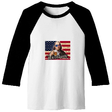 Discover Beer Fun Ben Drankin Franklin Beer 4th of July vintages USA Flag Men 6 Baseball Tees