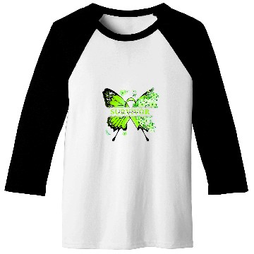 Discover Butterfly Flowers Lime Green Ribbon Lymphoma Warrior Baseball Tees