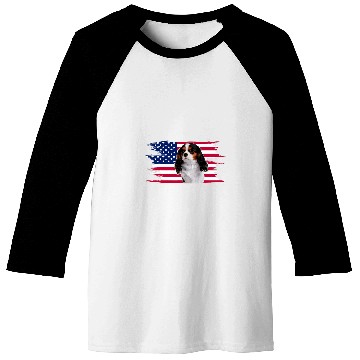 Discover American Flag Dog Cavalier King Charles Spaniel Baseball Tees