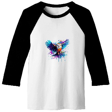 Discover Owl Pet Colorful Barn Owl Owls Lover Splash Art Baseball Tees