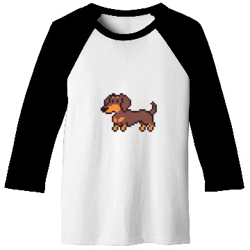 Discover Dachshund 8 Bit Pixel Art Chocolate Baseball Tees