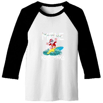Discover Surf Life Mele Kalikimaka Hawaiian Christmas Hawaii Santa Surfing Baseball Tees
