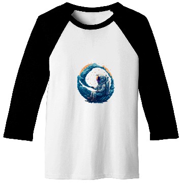 Discover Astronaut sitting on Milky Way galaxy space astro motif Baseball Tees