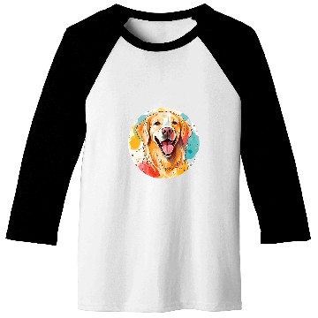 Discover Golden Retriever Colored Circle Style Baseball Tees