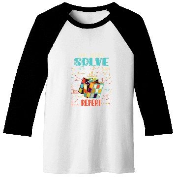 Discover Eat Sleep Solve Repeat Math Speed Cubing Genie Cube 214 Baseball Tees
