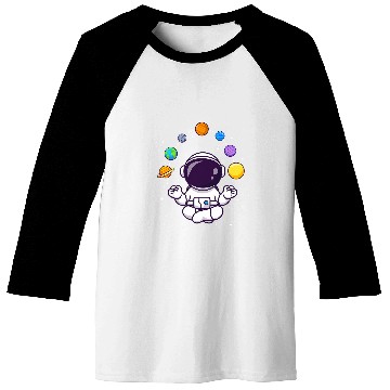 Discover Funny Meditating Yoga Lotus Astronaut Planets Space Cosmos Baseball Tees