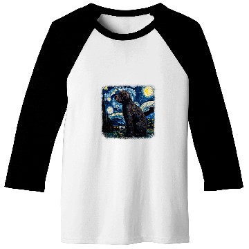 Discover Dog in starry night van gogh Newfoundland 2 Baseball Tees
