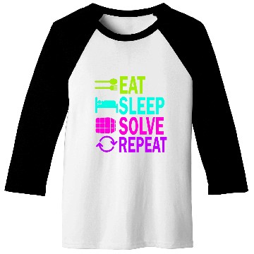 Discover Eat Sleep Solve Repeat Math Speed Cubing Genie Cube 213 Baseball Tees