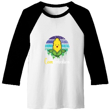Discover Retro Distressed Corncentration Funny Lotus Yoga Corn Woman Baseball Tees
