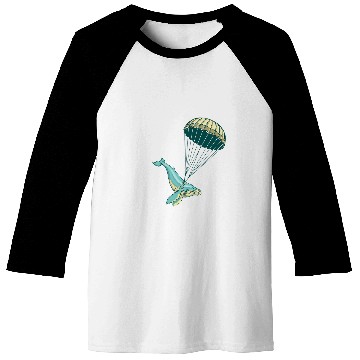 Discover Blue Whale Parachute Illustration Baseball Tees