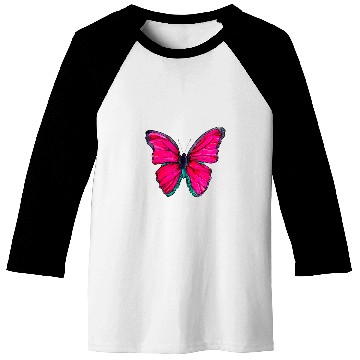 Discover Pink Watercolor Butterfly Illustration Baseball Tees