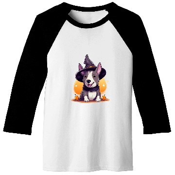 Discover Bull terrier halloween dog witch Baseball Tees