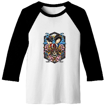 Discover ghosts Samurai Lovely Geisha Waves Baseball Tees