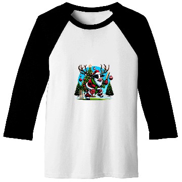 Discover Funny Cow Play Cricket Reindeer Christmas Baseball Tees