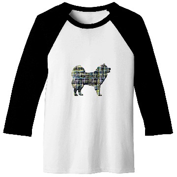 Discover Dog Samoyed Silhouette Abstract Grid Pattern Baseball Tees