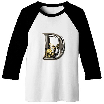 Discover Initial Letter D Monogram with Flowers and Butterfly Baseball Tees