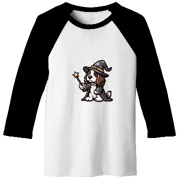 Discover English Springer Spaniel Wizard Funny Dog Magic Baseball Tees