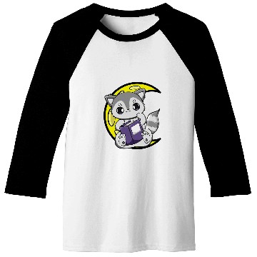 Discover Cute Racoon Reading A Spell Book For Magician And Book Lover Baseball Tees