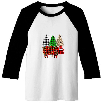Discover Merry Christmas Leopard Plaid Tree Funny Pig Animals Baseball Tees
