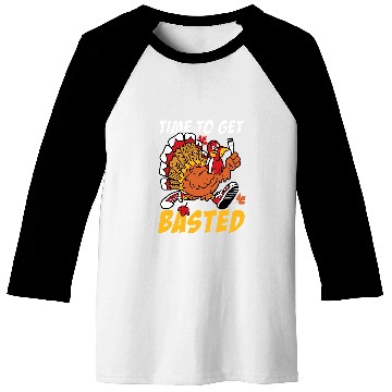 Discover Time To Get Basted Turkey Thanksgiving Autumn Fall Retro Baseball Tees