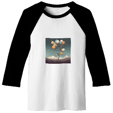 Discover Galactic Explorer with Astronaut Holding Planet Balloons Baseball Tees