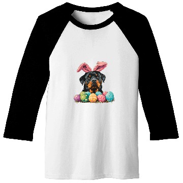 Discover Cute Rottweiler Easter Rottweiler Dog Eggs Basket Bunny Ears Baseball Tees