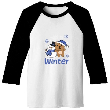 Discover quokkas Hello Winter Snowman Snow Baseball Tees