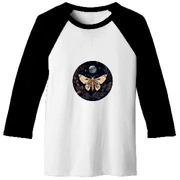 Discover Moth Full Moon Witch Art Baseball Tees