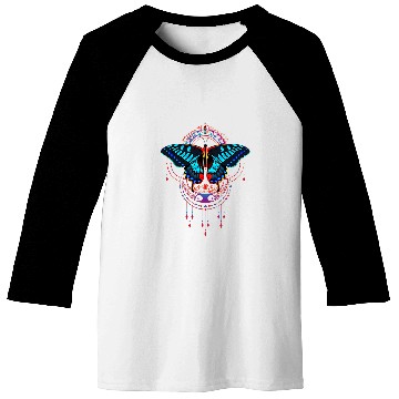 Discover Magic Butterfly over Mandala Baseball Tees
