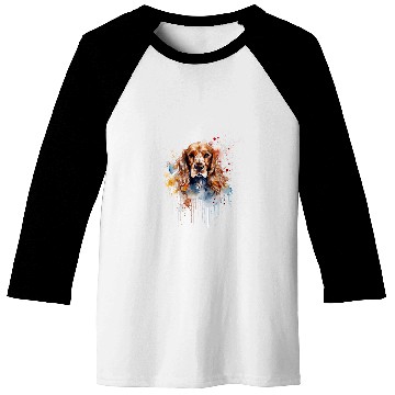 Discover Colorful Cocker Spaniel watercolor art Baseball Tees