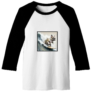 Discover French bulldog surfing Baseball Tees