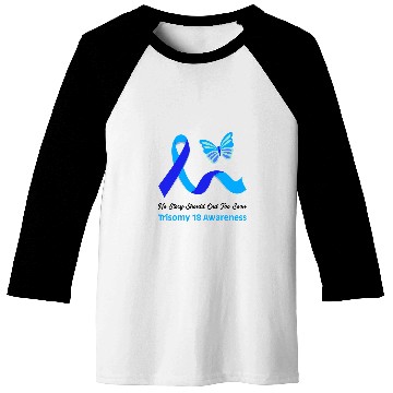 Discover Trisomy 18 Awareness Butterfly Support Light Blue Ribbon 21 Baseball Tees