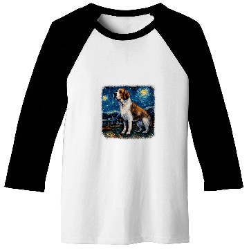 Discover Dog in starry night van gogh Saint Bernard 2 Baseball Tees