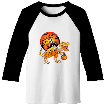 Discover Halloween Dinosaur Skeletons Cowboy Riding T Rex Halloween Baseball Tees