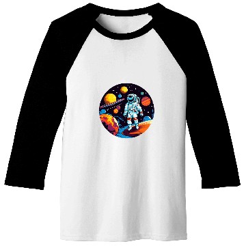 Discover Retro Astronaut Outer Space Planet Galaxy Baseball Tees