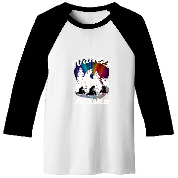 Discover Valdez Alaska Aurora Borealis Polar Bear Orca Moose Baseball Tees