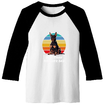 Discover Funny Doberman Pinscher For Dogs Dad Lovers Retro Sunset Baseball Tees