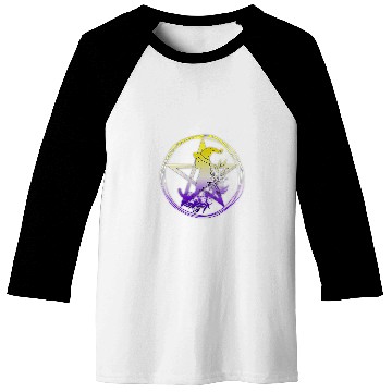 Discover Nonbinary Cat Pentagram Pagan Witch NB Enby Pride Floral Baseball Tees