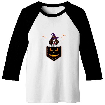 Discover Funny English Springer Spaniel Witch in your Pocket Pumpkin Baseball Tees