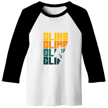 Discover Retro Mountain Rock Climbing Bouldering Summit Ice Climber Baseball Tees