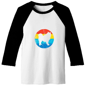 Discover Dog Samoyed Breed Silhouette Retro 1970s Circle Baseball Tees