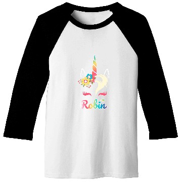 Discover Rainbow Unicorns Robin apparel Custom Name Gift for girls Baseball Tees