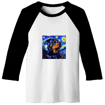 Discover Rottweiler Dog Van Gogh Style Starry Night Baseball Tees