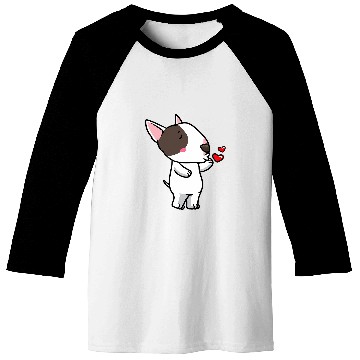 Discover Miniature Bull Terrier Dog Kisses Baseball Tees