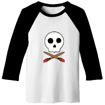 Discover Skull and Paintbrush Artist Crossbones Baseball Tees