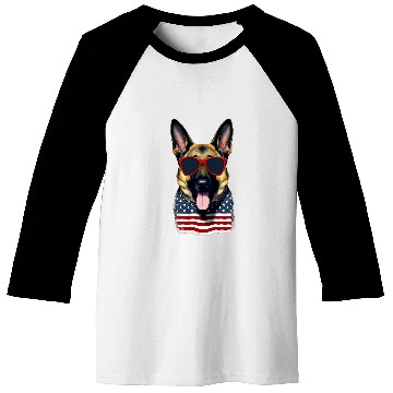 Discover German Shepherd American Flag Sunglasses vintages July 4th Baseball Tees