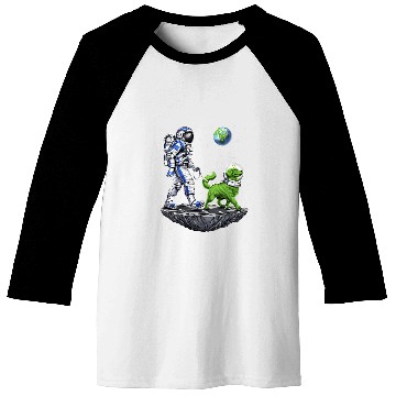 Discover Space Astronaut Walking Alien Dog Planet Earth Baseball Tees