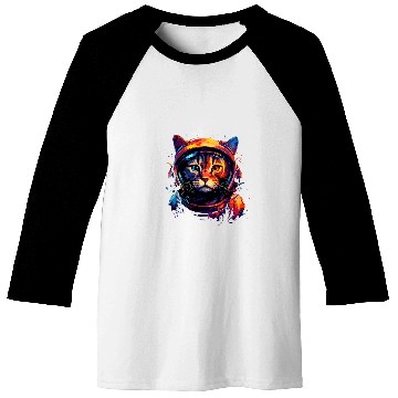 Discover Space Cat Astronaut Cat Galaxy Kitten Graphic Baseball Tees