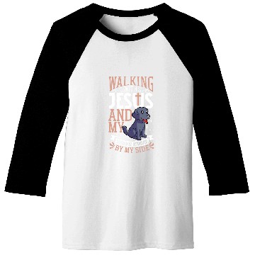 Discover Jesus and dog Labrador Retriever Baseball Tees
